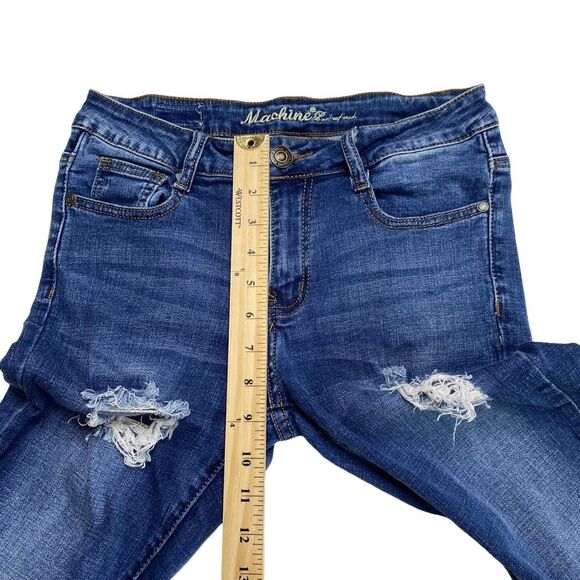 Machine Distressed Stretch Denim Bermuda Shorts Blue Sz 28 - Picture 7 of 14